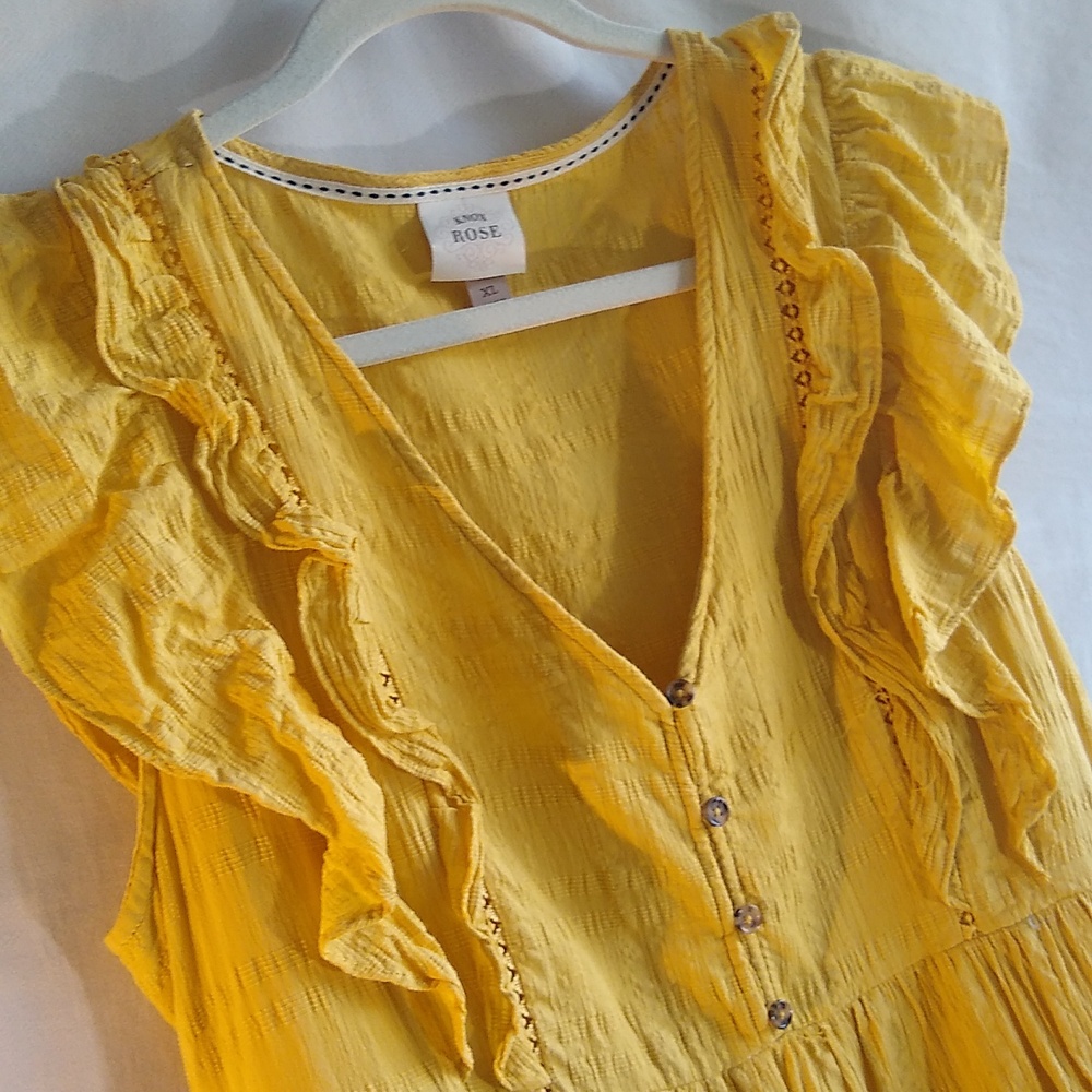 Vacation-Ready!    NWOT Knox Rose XL  mini dress/tunic top   mustard-yellow-gold